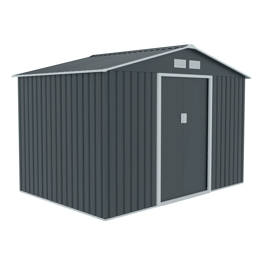 Hattoro S200 Metall Gerätehaus Gartenschuppen mit Bodenrahmen und Satteldach in Dunkelgrau - Bild 2