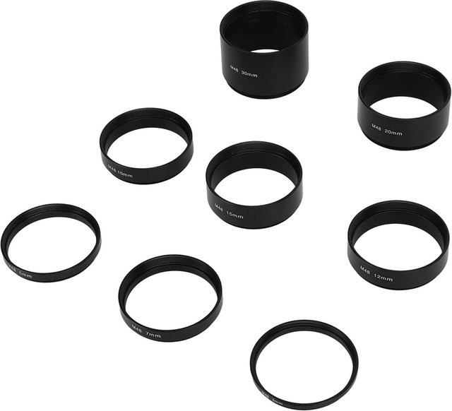 Shoemst 8er Set Brennweitenverlängerungsrohre M48x0.75 für astronomische Teleskope, Farbe: Schwarz - Bild 1