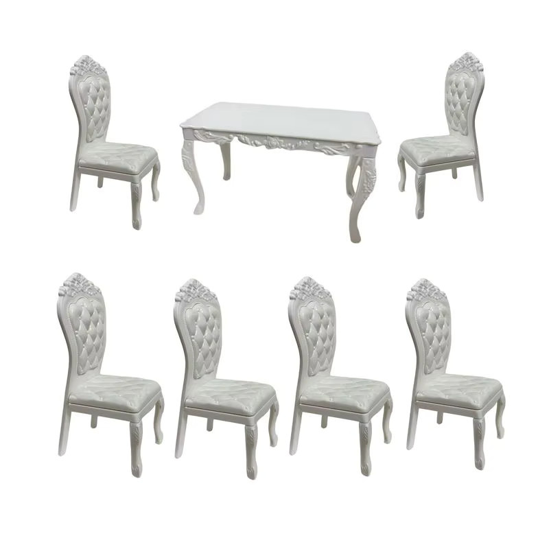 Barnewa Miniatur-Puppenhausmöbel, 7-teiliges Set, Esstisch, Stuhl, Computertisch - Bild 1