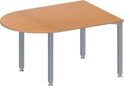 Schäfer Shop Genius Konferenztisch MODENA FLEX Halbkreis in Buche und Weißaluminium, B 1400 mm x T 1000 mm x H 720-840 mm - Bild 1
