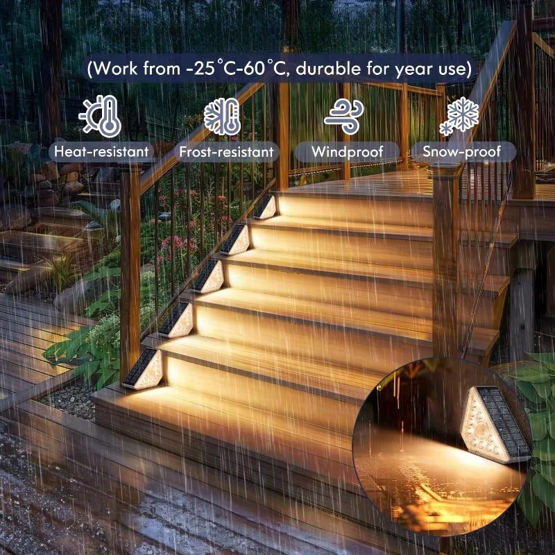 PDQ Solar-Stufenleuchten mit 10 LEDs und Bewegungssensor, wasserdichte Außenleuchten in Warmweiß für Garten, Treppe und Terrasse - Bild 3