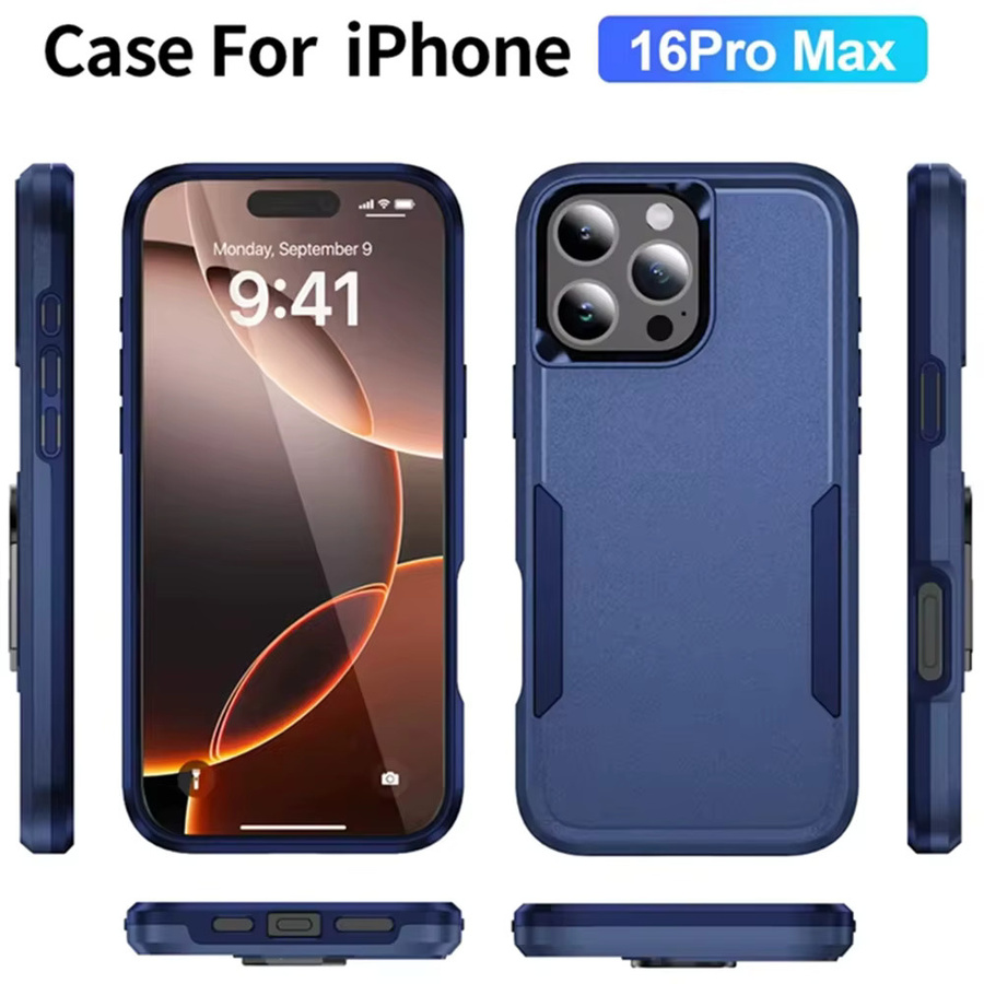 Stoßfeste und kratzfeste Handyhülle für Apple iPhone 17E 16E Air 17 16 15 14 13 12 11 Pro Max und 16 Plus in Schwarz - Bild 5
