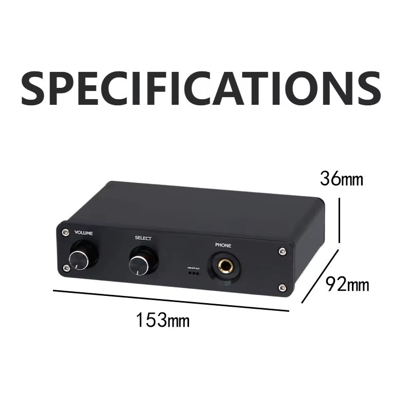 YJCO USB DAC Kopfhörerverstärker und Audio-Konverter Adapter mit optischem Eingang in Schwarz - Bild 4