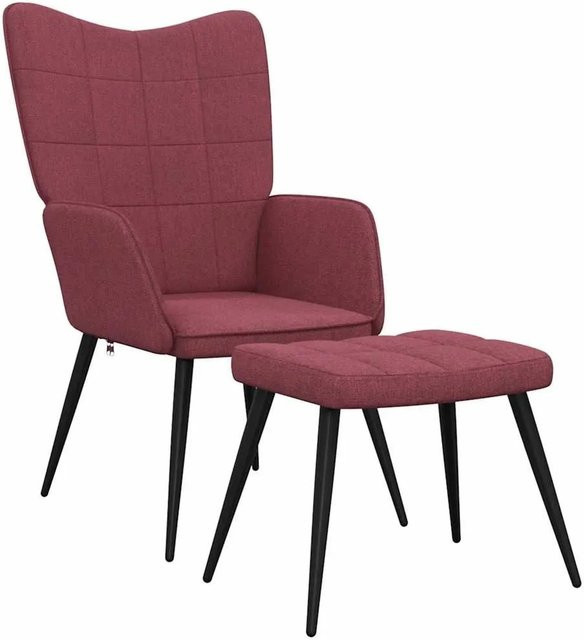 vidaXL Relaxsessel mit Hocker in Weinrot aus Stoff für Wohnzimmer und Esszimmer - Bild 1