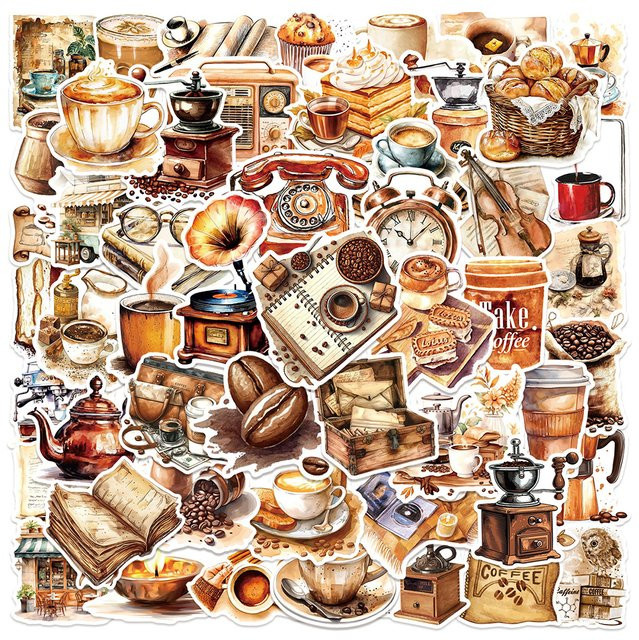Kpustyle Vintage Kaffee Brief Aufkleber Set in Multicolour für Scrapbooking und Dekoration - Bild 1