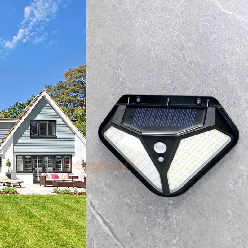 Dengsum Solar LED Außenleuchte mit 102 LEDs, PIR Bewegungsmelder und 3 Beleuchtungsmodi, Schwarz - Bild 2