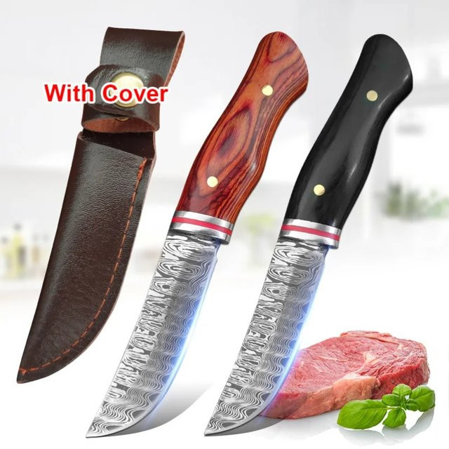 GuanQi Damaskus-Küchenmesser mit Lasermuster und farbigem Holzgriff für Fleisch, Fisch und Gemüse - Bild 1