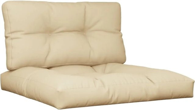 vidaXL Palettenkissen 2-teiliges Set aus Polyester in Beige, wasserabweisend und UV-beständig - Bild 1