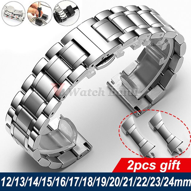 Uhrenarmband Edelstahl, Silber, Unisex, gebogenes Ende - Bild 1