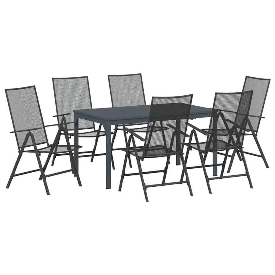 vidaXL Garten Essgruppe 7-teilig aus Stahl in Anthrazit mit ausziehbarem Tisch - Bild 2