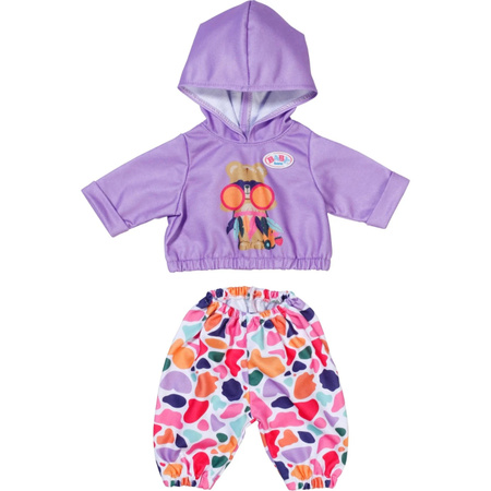 BABY born Hoodie Outfit Bär in Lila und Bunt von Zapf Creation für Puppen mit 43 cm Größe