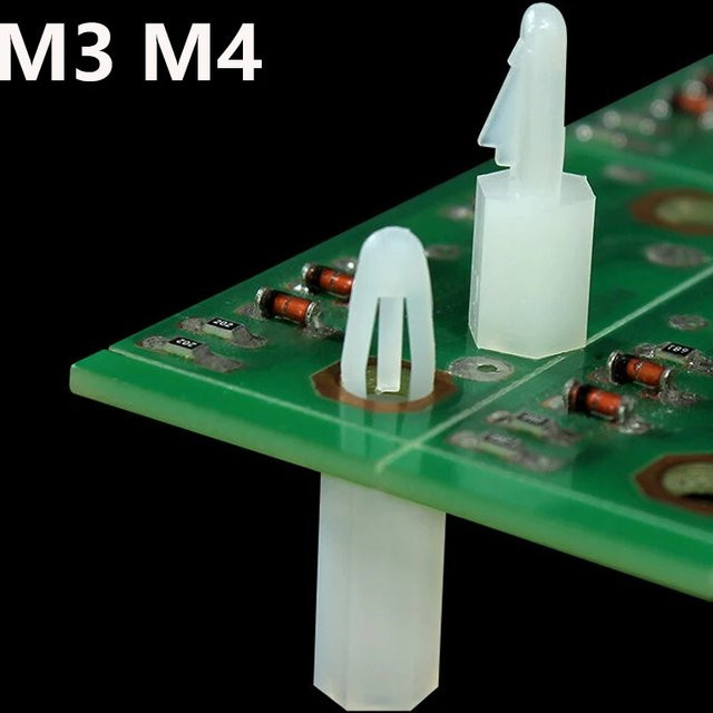 YMAX Nylon-Abstandsschraube Weiß für Leiterplatten mit Innengewinde M3 M4 und einer Dicke von 1,0-1,8 mm - Bild 1