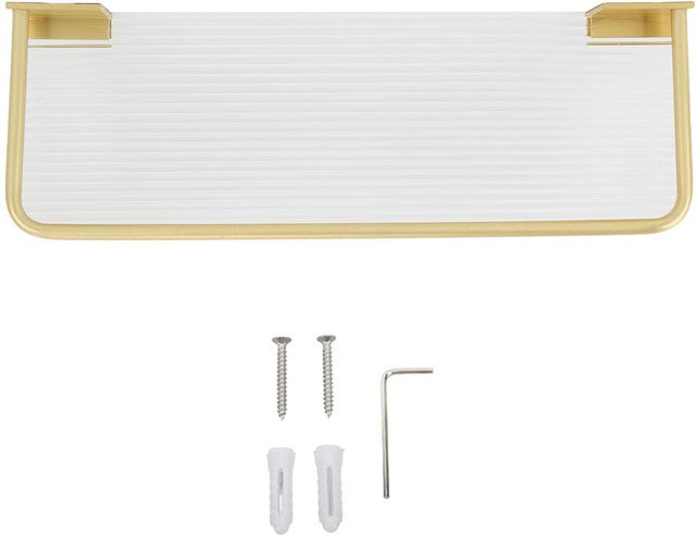 Neoglint Schweberegal Wandmontiert aus Aluminium und Acryl in Weiß und Gold für Küche und Badezimmer - Bild 1