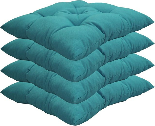 NYVI Sitzkissen 4er Set Türkis, gesteppt und UV-beständig, B/B: 38 x 38 cm - Bild 1