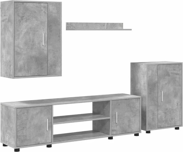 vidaXL 4-teiliges TV-Schrank Set Wandmontiert in Betongrau aus Holzwerkstoff - Bild 1