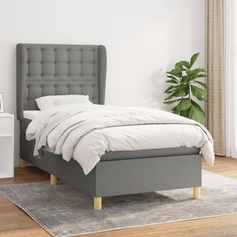 vidaxl Boxspringbett mit Matratze aus Stoff in Dunkelgrau B/T/H: 80 x 200 cm - Bild 1