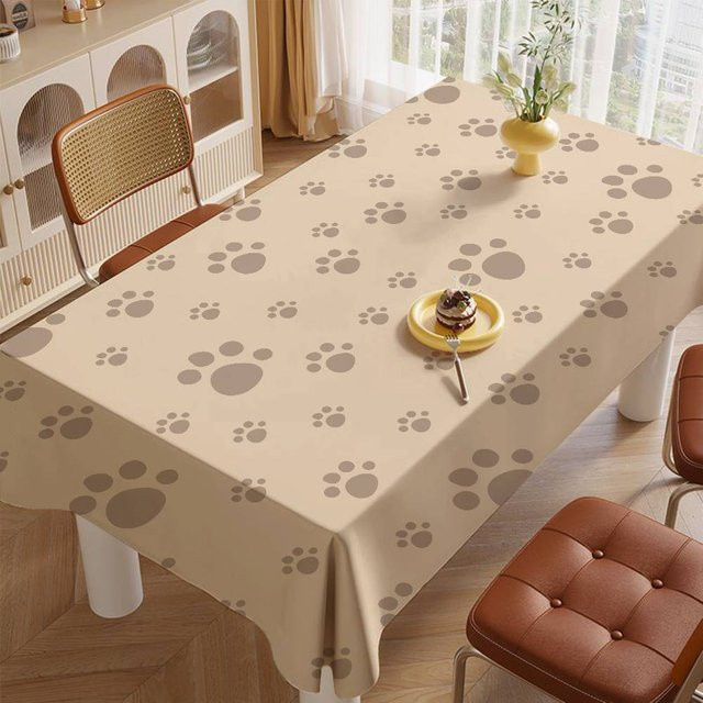 JMG Household Supplies Tischdecke mit Tierpfotenabdruck für Hund oder Katze, beige, Polyester, fleckenabweisend und waschbar, B/T: 100 x 140 cm - Bild 1
