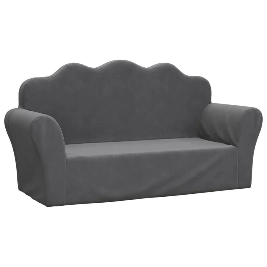 vidaXL Kindersofa 2-Sitzer aus weichem Plüsch in Anthrazit, B/T/H: 94 x 48 x 34 cm - Bild 2