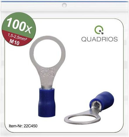 Quadrios 22C450 Ringkabelschuh Blau, Querschnitt max. 2,5mm², Loch-Ø 10,5mm, teilisoliert - Bild 1