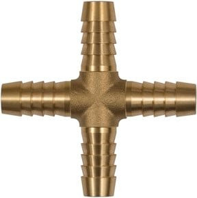 Riegler Kreuz-Schlauchverbindungsstutzen aus Messing in Gold für Schlauch LW 5 mm - Bild 1