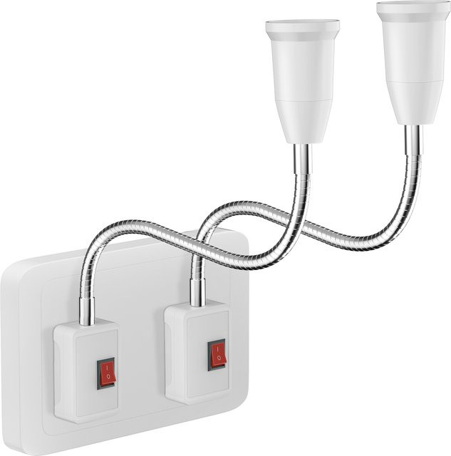 HITRENDS E27 Lampenfassung mit EU-Stecker und Schalter, weiß, Kunststoff - Bild 1