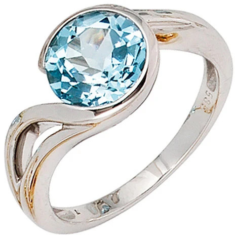 Colfem Ring 585 Weißgold, Blautopas, Damen, Ringgröße 62 - Bild 1