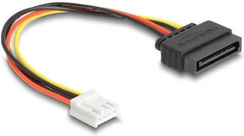 Delock SATA-Strom-Adapterkabel von 15-poligem SATA-Stecker auf 4-polige Floppy-Buchse, 0,15 m, Mehrfarbig - Bild 1