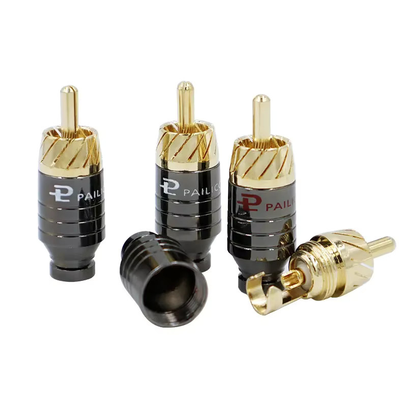 4er-Set Luxus RCA-Audioadapter vergoldet mit 3,5 mm Klinkenanschluss in Gold und Grün - Bild 2