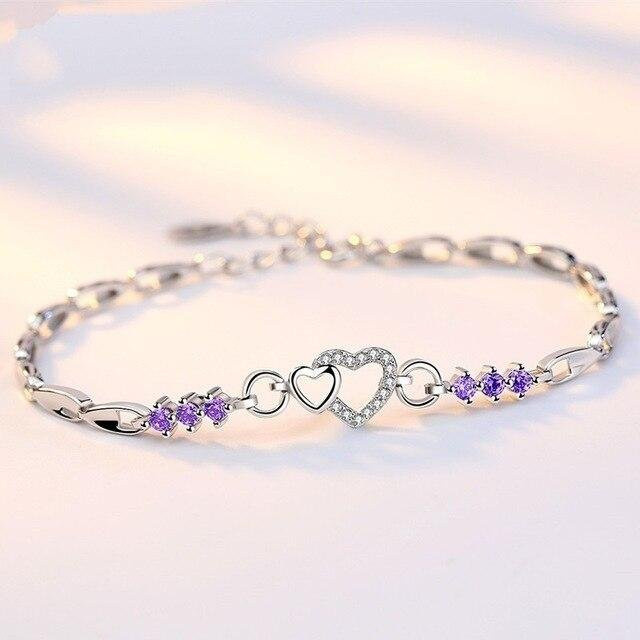 ANENJERY Bijouterie Armband, 925 Silber, Lila Zirkonia, Damen - Bild 1