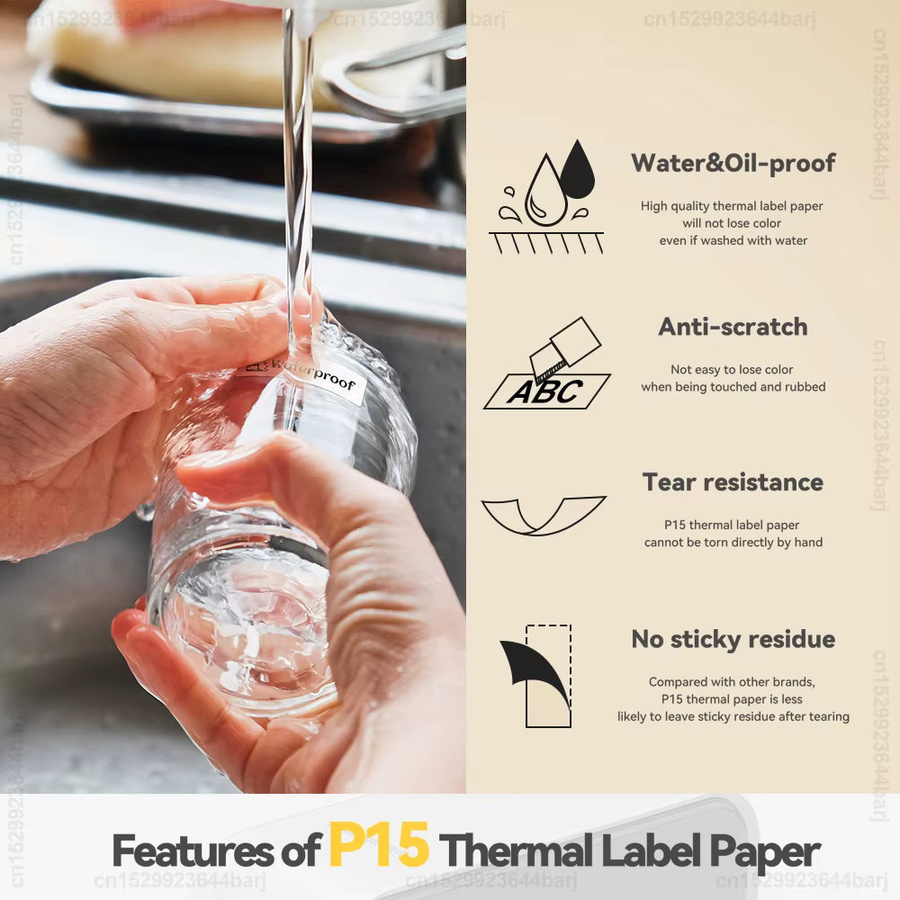 Phomemo Thermo-Etikettenaufkleber Weiß für P15 P12 D30 Q30 Marklife und DELI Q2 Etikettendrucker, Etikettenband aus Papier - Bild 2