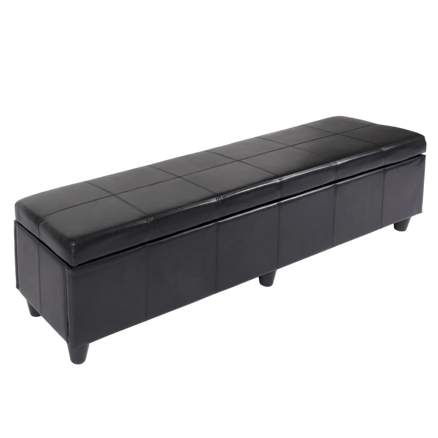 Sitzbank Arezzo XXL mit Aufbewahrungsfach von MCW, Kunstleder, Schwarz, B/T/H: 180 x 45 x 45 cm - Bild 3