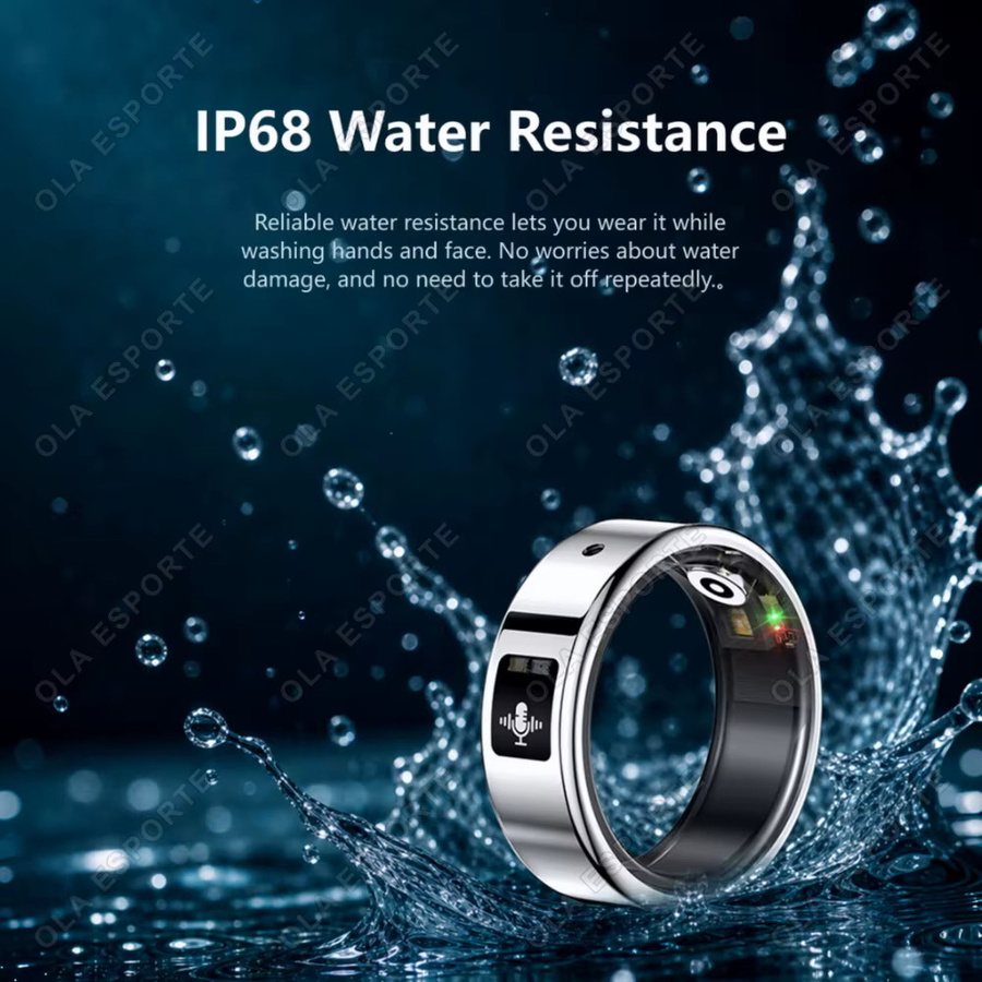 Ola Esporte KI-Smartring in Silber mit Herzfrequenz-Gesundheitsüberwachung, Gestensteuerung und KI-Übersetzung, wasserdicht und unisex - Bild 4