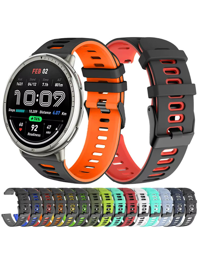 Amazfit Uhrenarmband Silikon, Schwarz, 20 mm, 22 mm - Bild 5