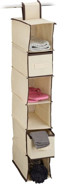 Relaxdays Hängeregal für den Kleiderschrank aus Vlies in Beige, faltbar, B/T/H: 82 x 14,5 x 30 cm - Bild 1