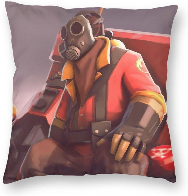 Dekorativer Kissenbezug Gravel Blooded Mercenaries Pyro von Lu Xika Chen, quadratisch, Multicolor, Material: Polyester, Leinen, Samt, B/B/H: 45,7 x 45,7 x 0 cm - Bild 1