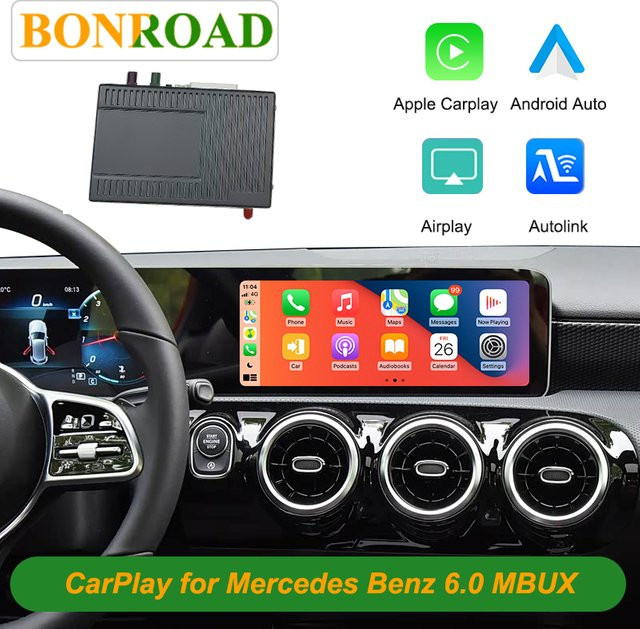 Bonroad Wireless CarPlay und Android Auto Interface Modul für Mercedes A B C E Class CLS CLA GLA GLB Class NTG6.0, Schwarz - Bild 1