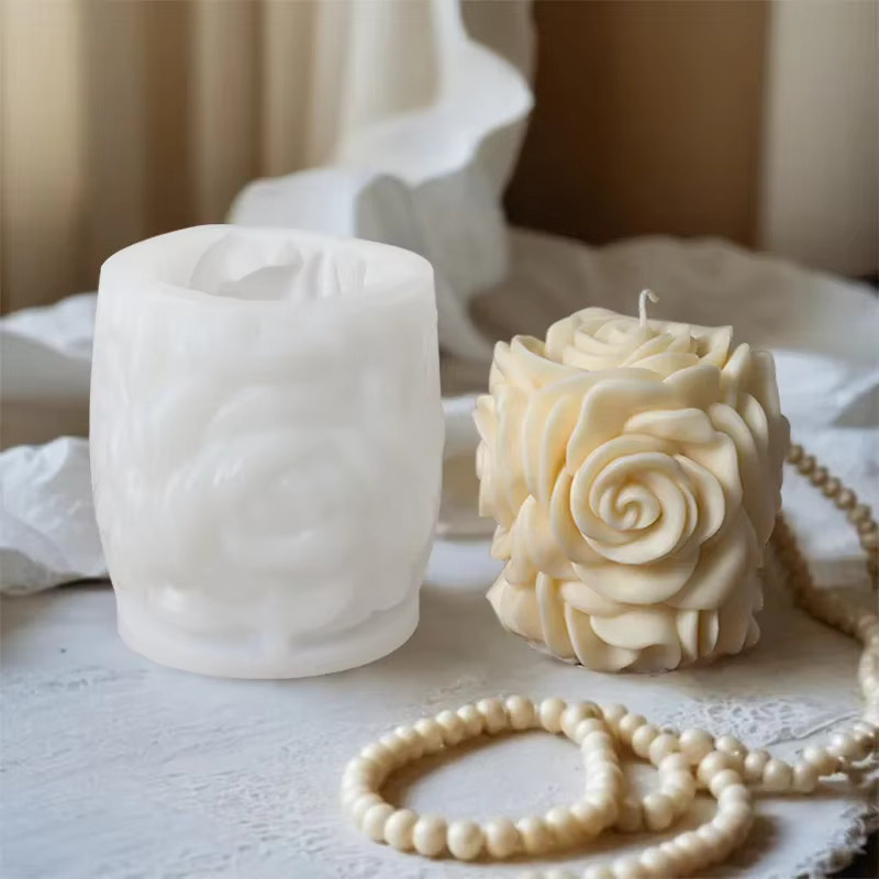 Silikonform für DIY Rosen-Zylinderkerzen und Gips-Handwerk von LONTL in Weiß - Bild 3