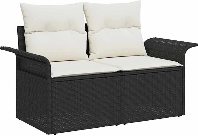 vidaXL 5-tlg. Garten-Sofa-Set aus Poly-Rattan und Stahl in Schwarz mit integriertem Kissen-Speicher und Gartentisch - Bild 1