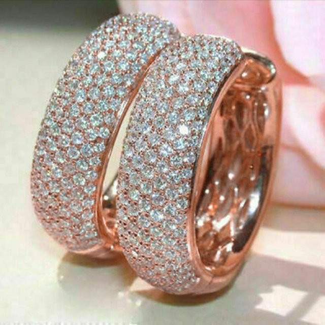 YIRAN Jewelry Creolen, Roségoldfarben, Mikro-Pavé Zirkonia, Damen - Bild 1