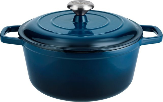 SILVERCREST Premium Gusseisentopf aus emailliertem Gusseisen in Blau, Durchmesser: 25 cm - Bild 1