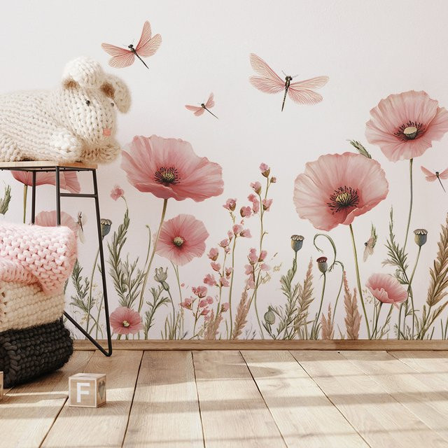 DUTRIEUX Wandaufkleber Blume aus Vinyl in Rosa für Kinderzimmer und Mädchenzimmer - Bild 1