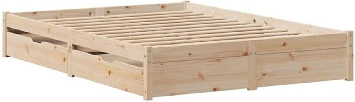 Massivholzbett VIDAXL aus Kiefer in Braun im Landhaus- und Skandinavischen Stil, B/T: 140 x 190 cm - Bild 1