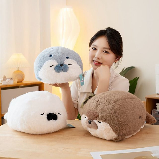 Andralyn Robbe Plüsch Kissen, Meer Otter Puppe, Blau, Braun - Bild 1