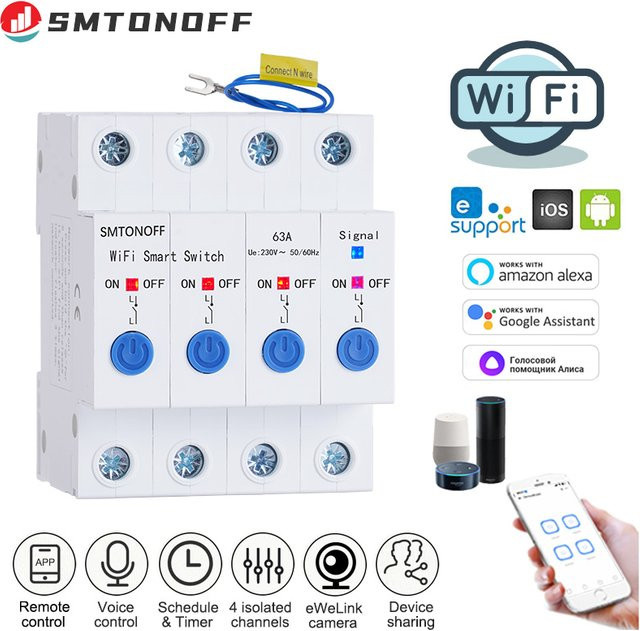 EWeLink WLAN Smart-Schalter mit 4 isolierten Kanälen für Sprachsteuerung und Zeitschaltuhr - Bild 1
