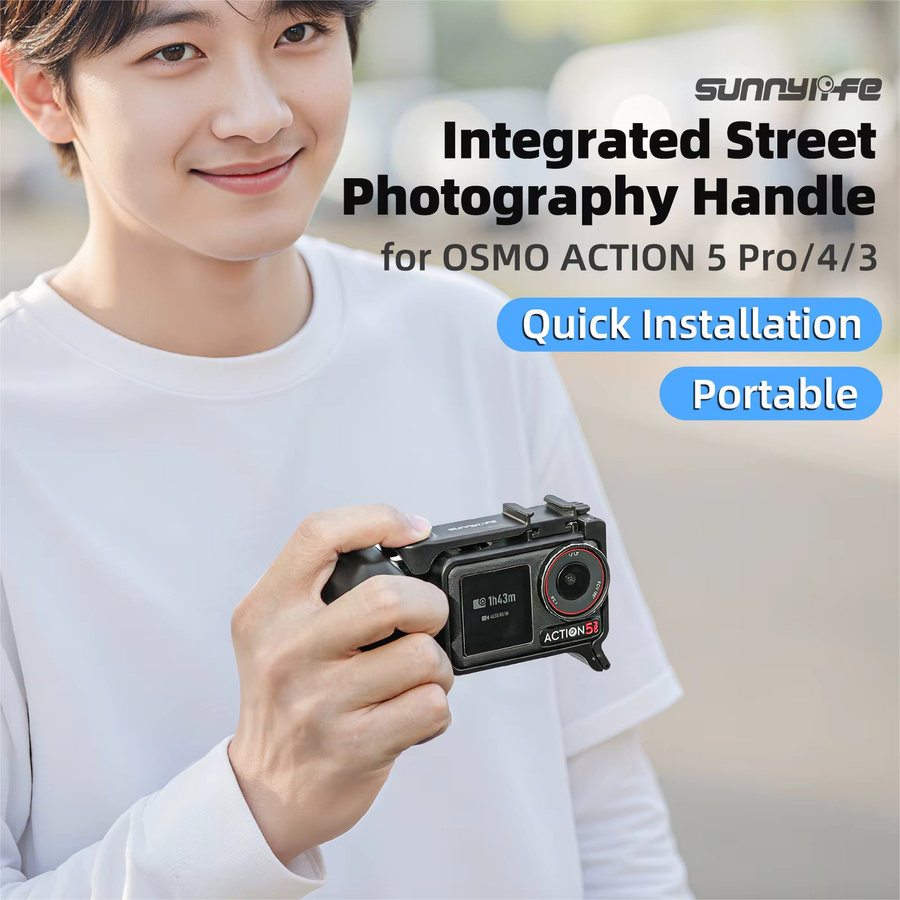 DJI Action Kamera Quick Release Halterung und Schutzrahmen mit Handgriff für Action 5 Pro, Action 4 und Action 3 in Schwarz - Bild 2
