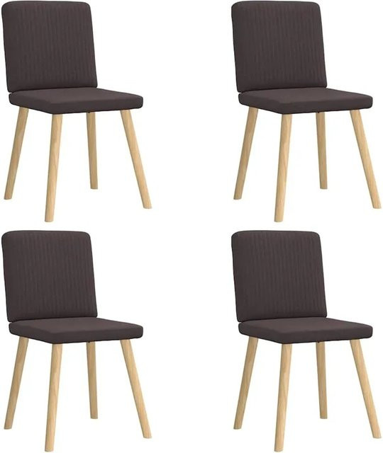 Set aus 4 vidaXL Esszimmerstühlen in Dunkelbraun aus Stoff und Massivholz - Bild 1