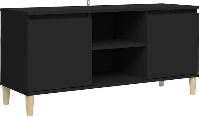 vidaXL TV-Schrank in Schwarz im Skandi-Stil mit Massivholz-Beinen aus Eukalyptus, B/T/H: 103,5 x 35 x 50 cm - Bild 1
