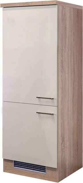 Flex-Well Exclusiv Kühlschrank-Umbau Orlando mit PKM Kühlschrank KS 120.4A+ EB in Beige und Braun, Einbaugerät mit Standard-Frischezone, B/T/H: 60 x 60 x 162 cm - Bild 1