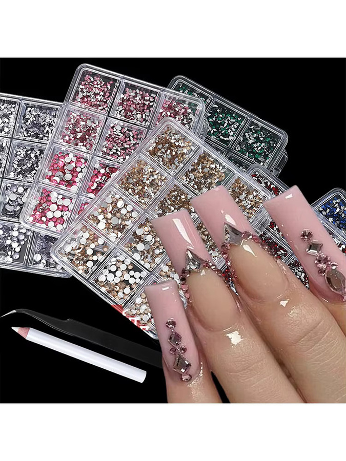 MAFANAILS Nail-Art Strasssteine, 3D-bunt, glänzend, 12 Gitter - Bild 2