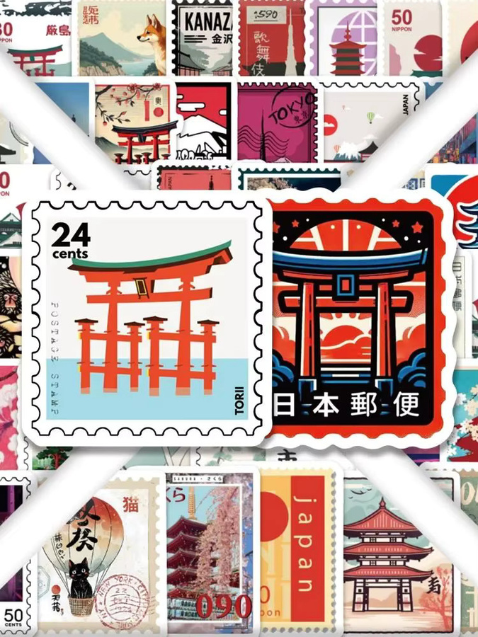 80 Stück GOGOTU Japan Reisestempel Cartoon-Aufkleber aus PVC, wasserfest, Mehrfarbig, DIY Dekoration für Notizbücher und Skateboard - Bild 3